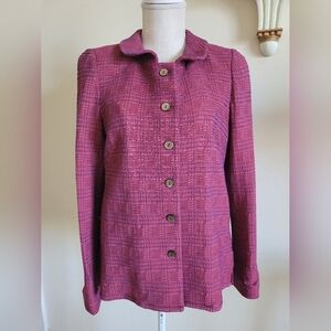 Nina Mclemore Cardigan Burgundy Buttons Front Jacket. Blazer